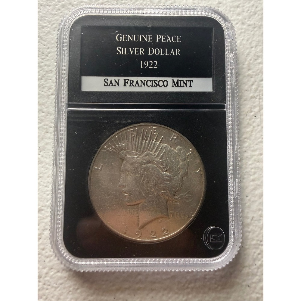 1922 S Peace Silver Dollar San Francisco Mint PCS Guaranteed Genuine Slabbed